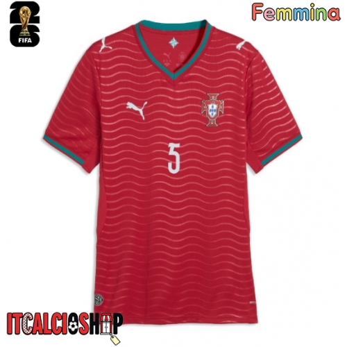 Portogallo Diogo Dalot #5 Prima Maglia Femmina Mondiali 2026 Manica Corta